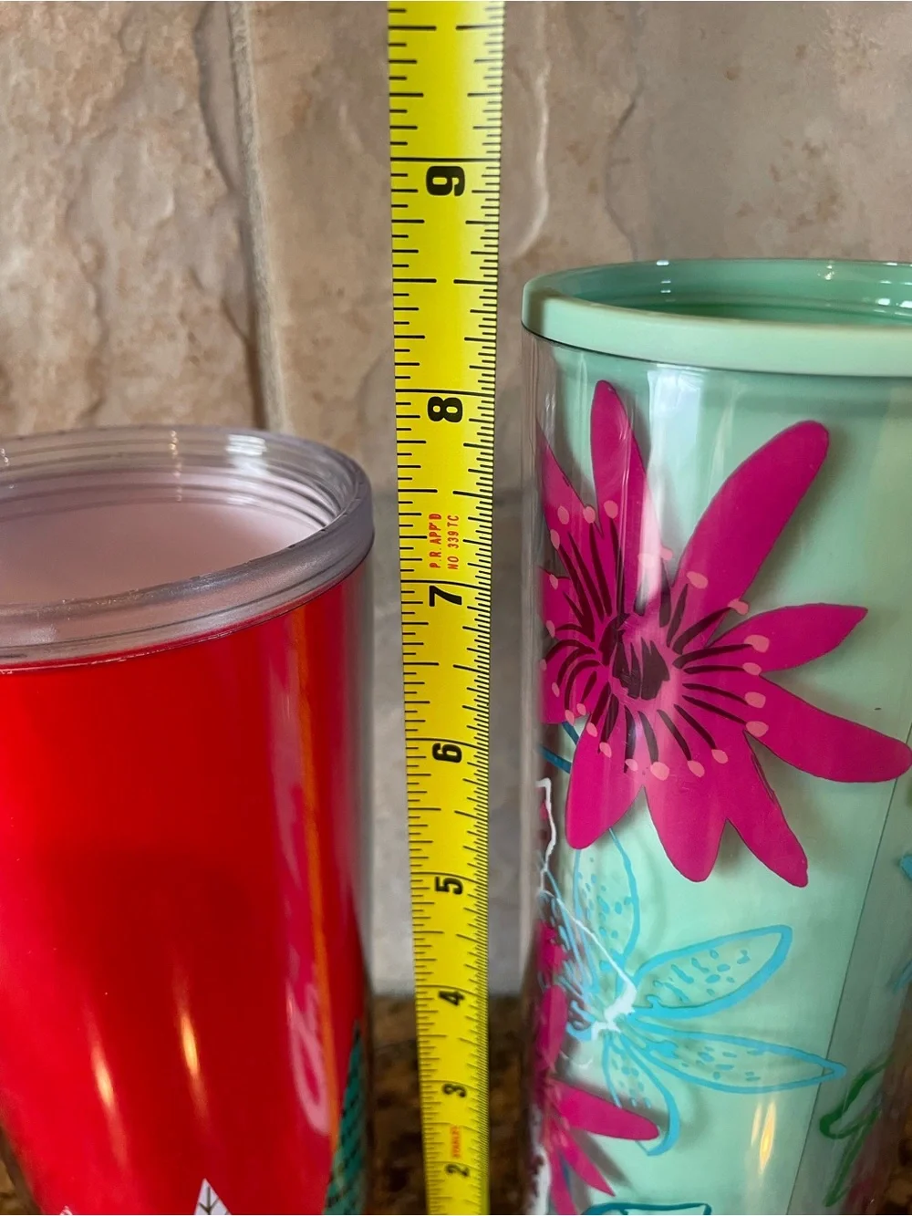 Starbucks Red Holiday Tumbler & Mint Floral Travel Cups